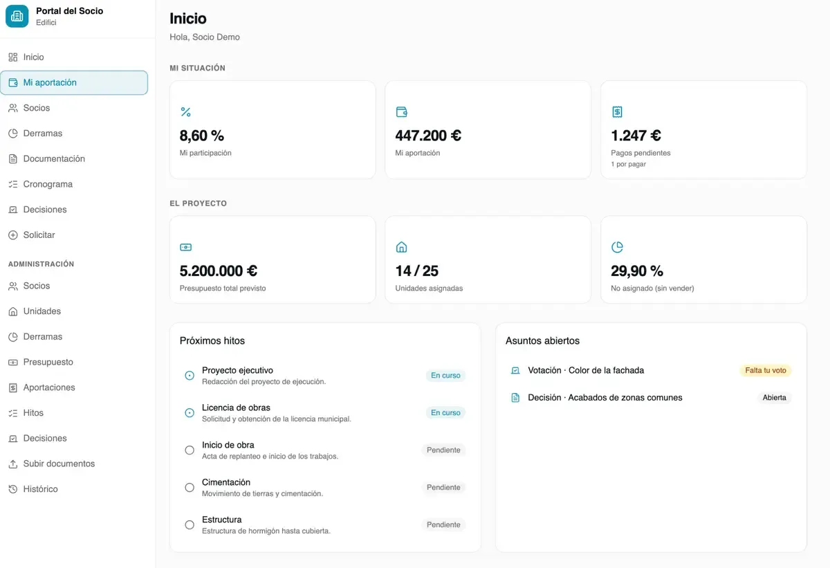 portal de socios: inicio
