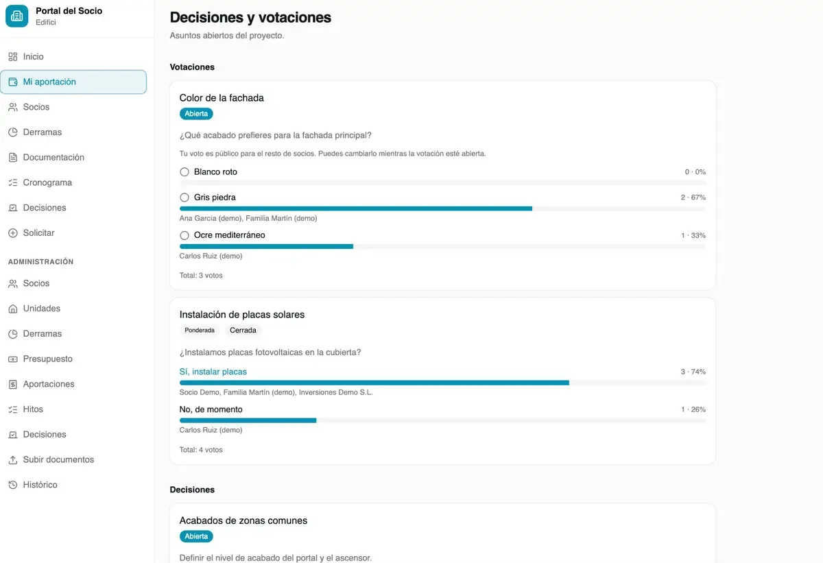 portal de socios: votaciones